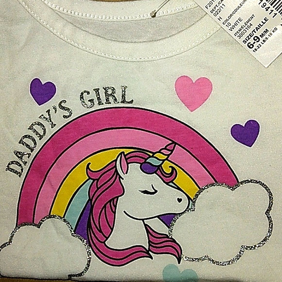 NWT☆The Children's Place☆Infants 6-9mo. Unicorn Print "Daddy's Girl" T-shirt☆ - Picture 8 of 9